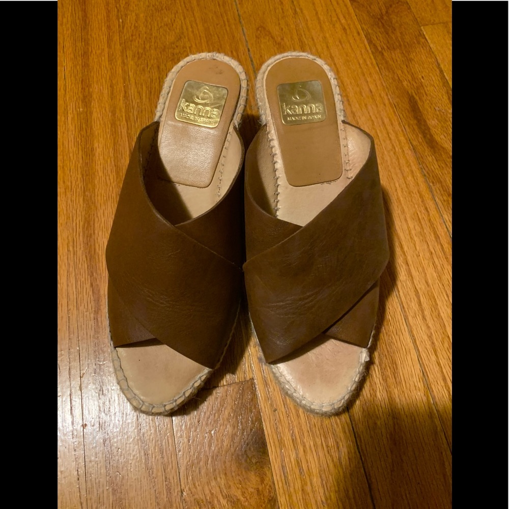 Brown wedge espadrilles